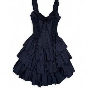 Y2K Betsey Johnson Black Tiered Ruffled Mini Dress